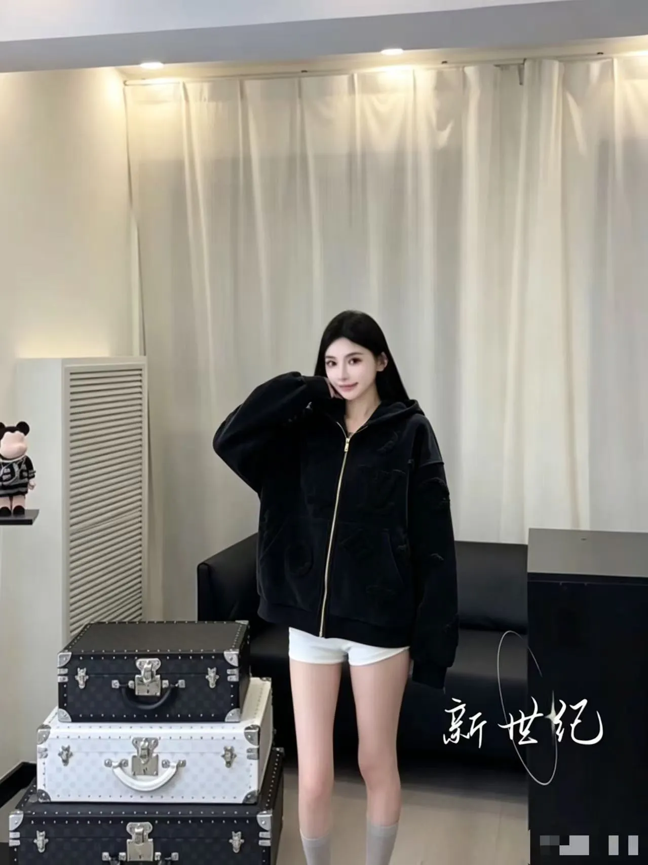 Louis Vuitton/Louis Vuitton towel logo zipper hooded sweatshirt jacket